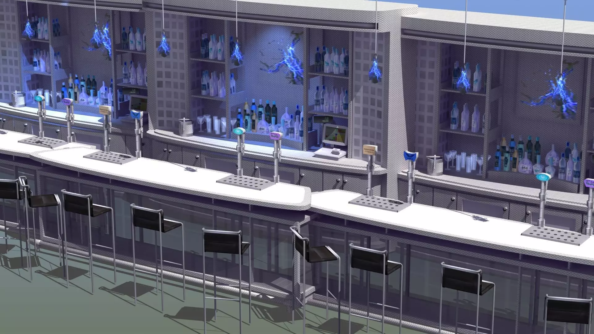Nightclub Laser Bar Low-poly 3D model_0