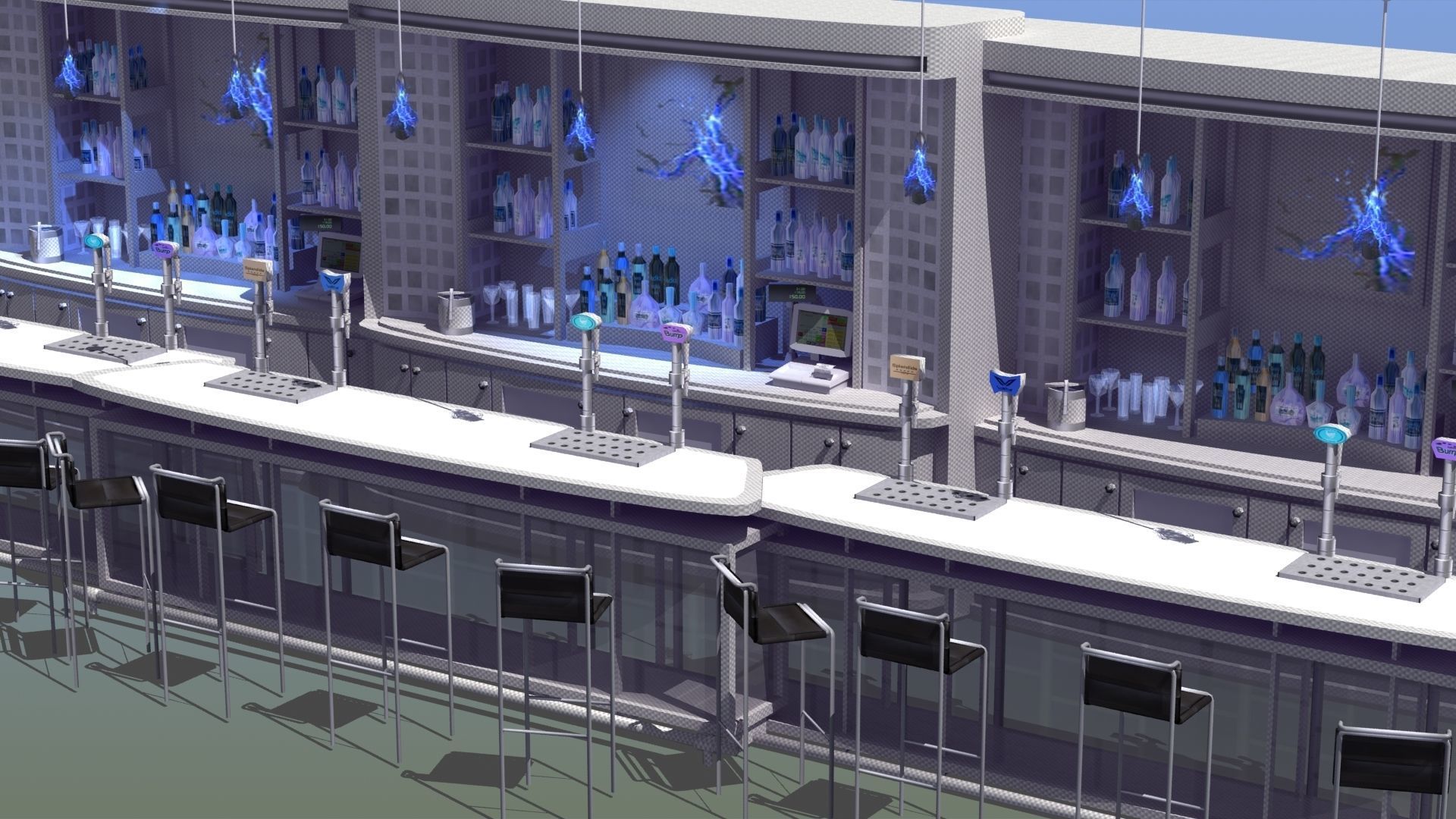 Nightclub Laser Bar Low-poly 3D model_1
