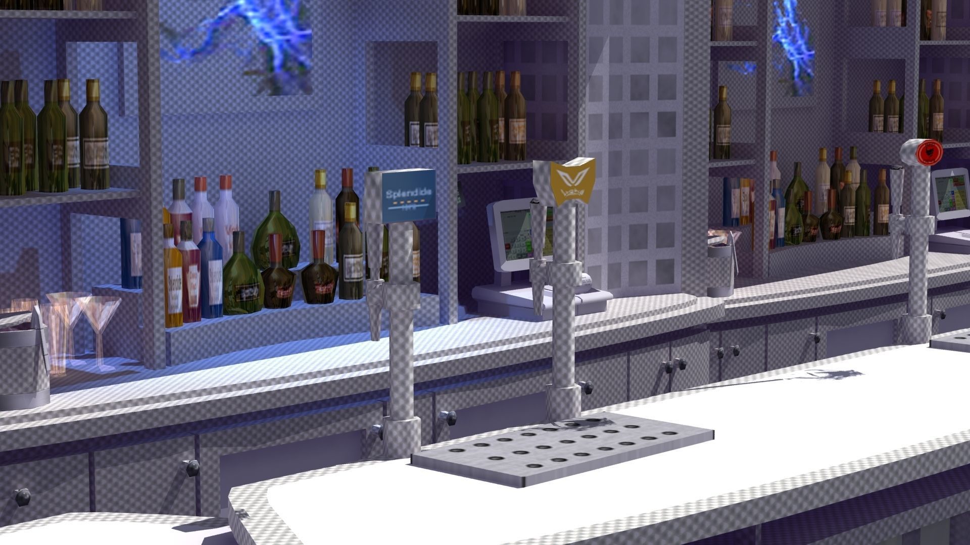 Nightclub Laser Bar Low-poly 3D model_34