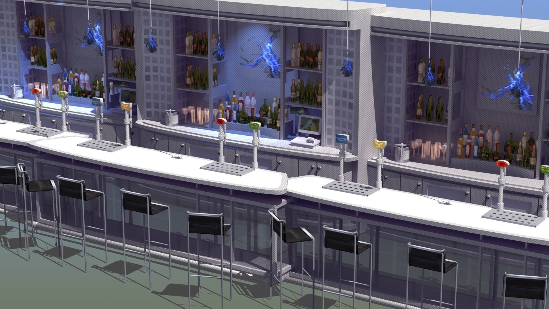 Nightclub Laser Bar Low-poly 3D model_21