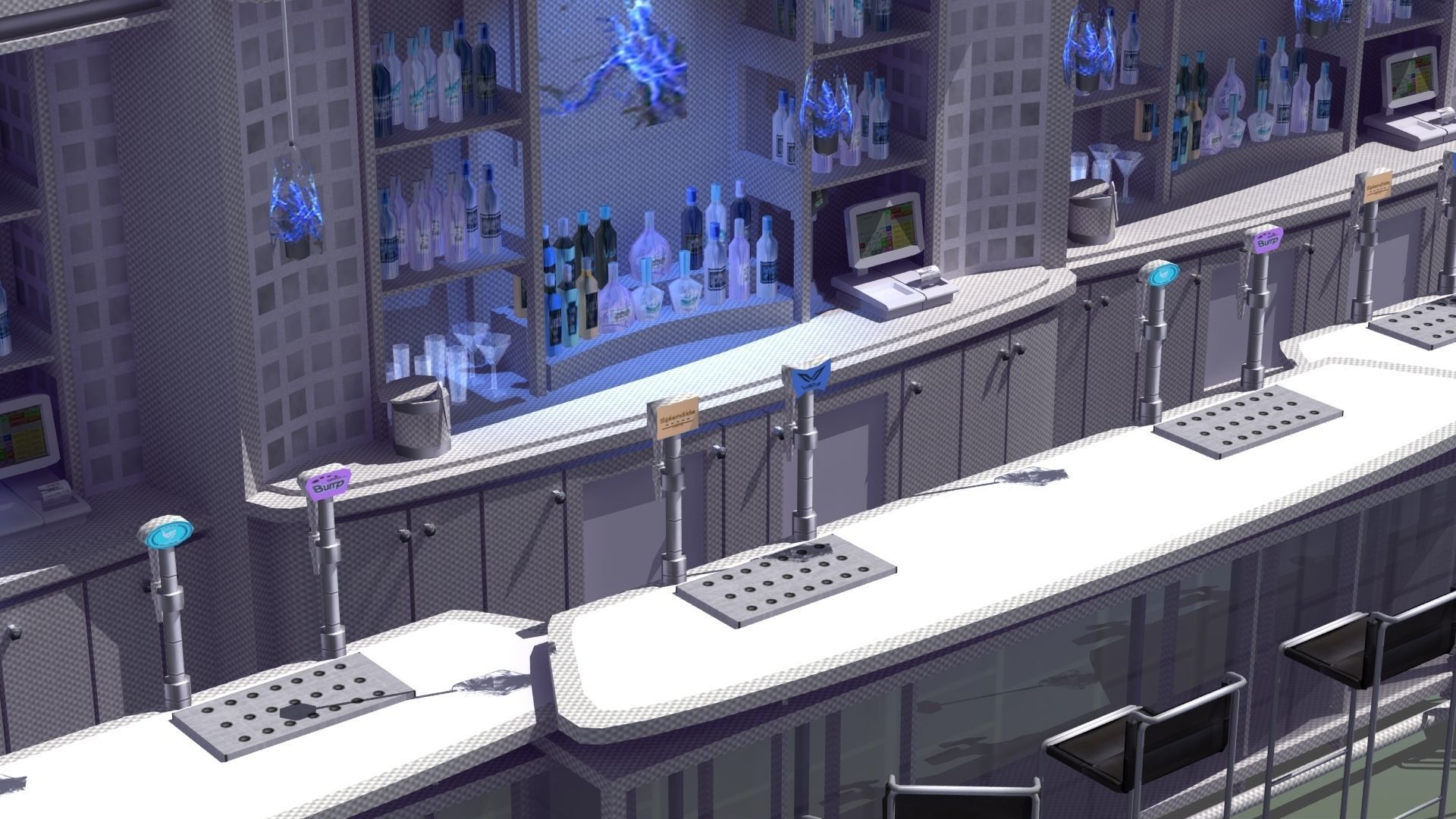 Nightclub Laser Bar Low-poly 3D model_4
