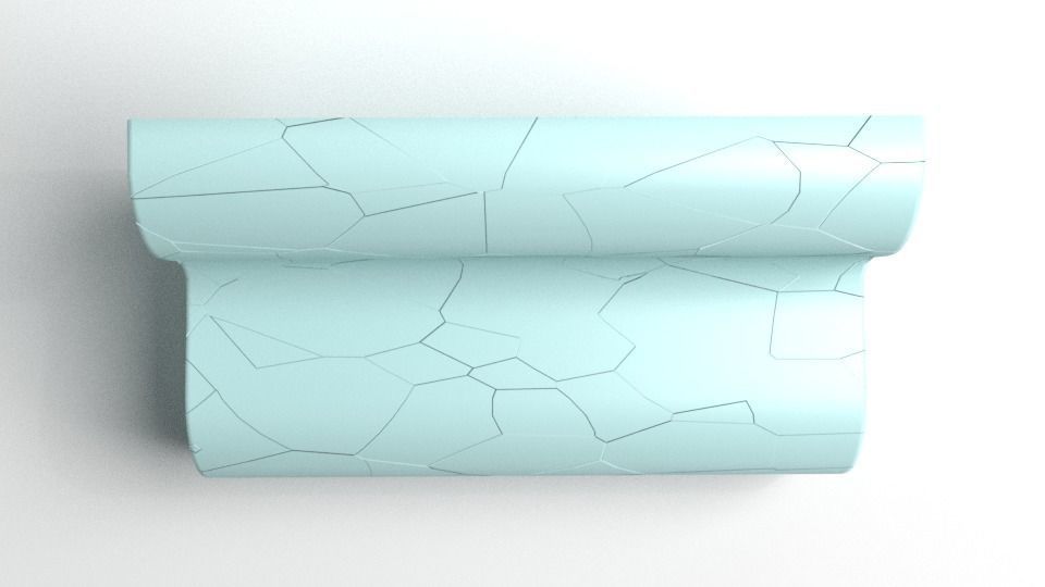 Bench 4 tile with cracks 3D model_2