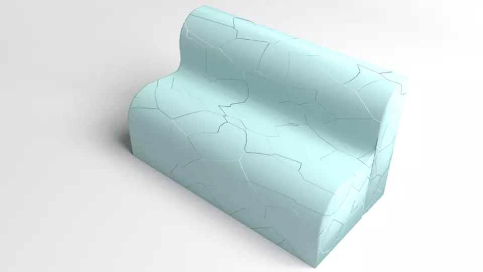 Bench 4 tile with cracks 3D model_0