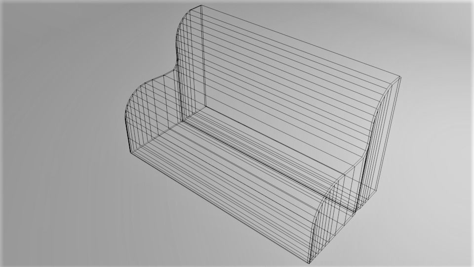 Bench 4 tile with cracks 3D model_5