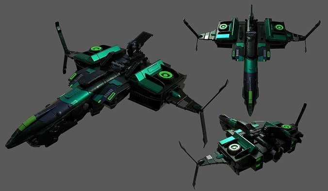 Spaceship Commander Starship combat low poly space fantasy  Low-poly 3D model
