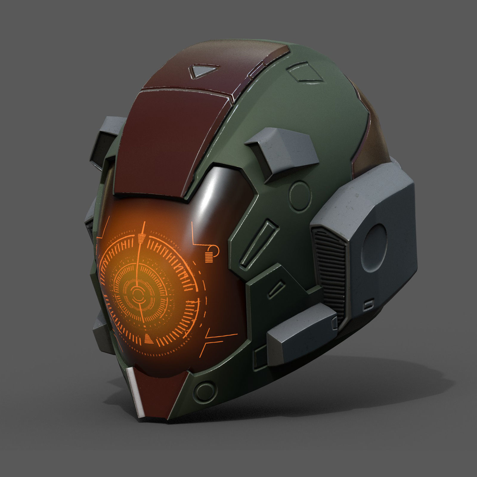 Helmet scifi military combat fantasy cyborg spac low poly  Low-poly 3D model_1