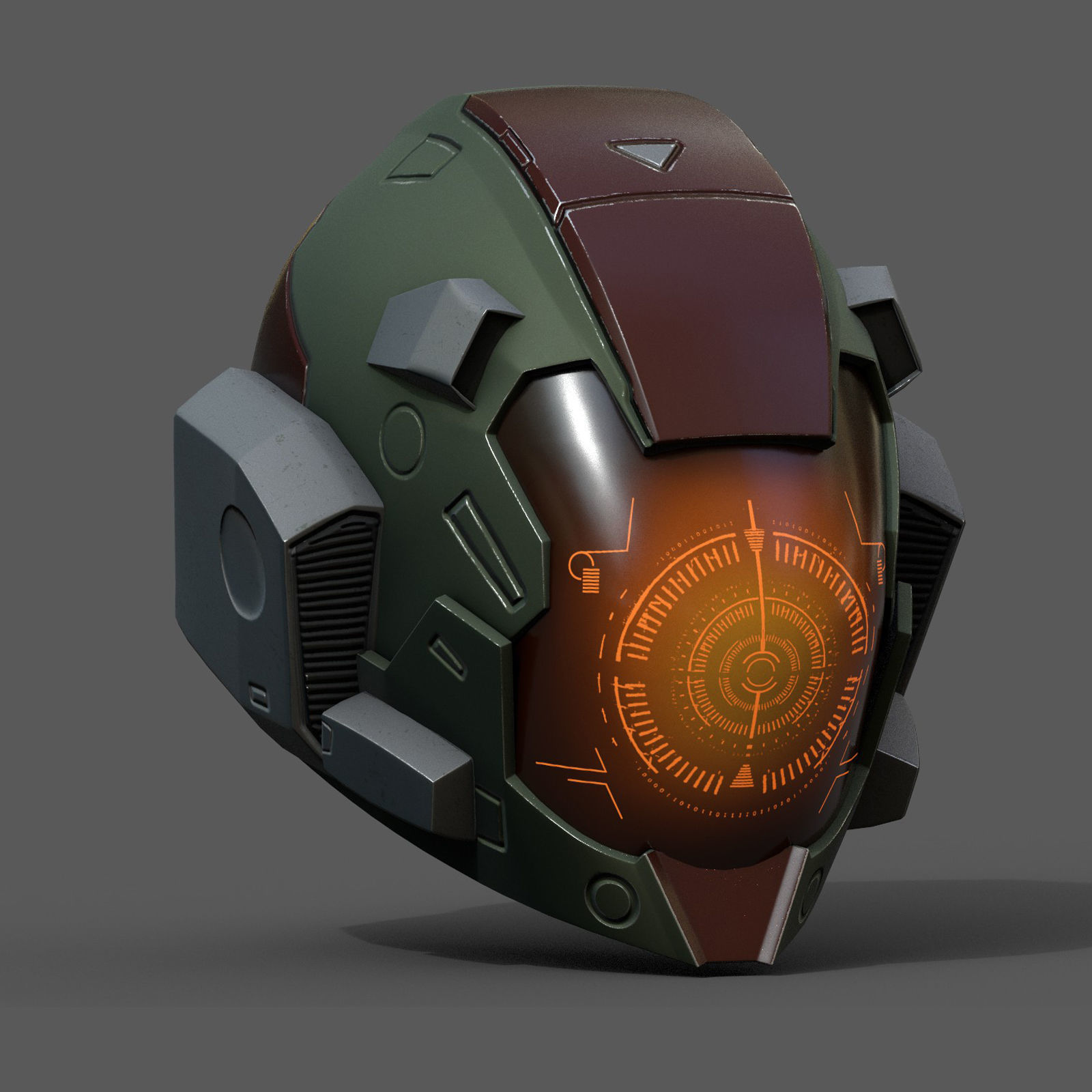 Helmet scifi military combat fantasy cyborg spac low poly  Low-poly 3D model_3