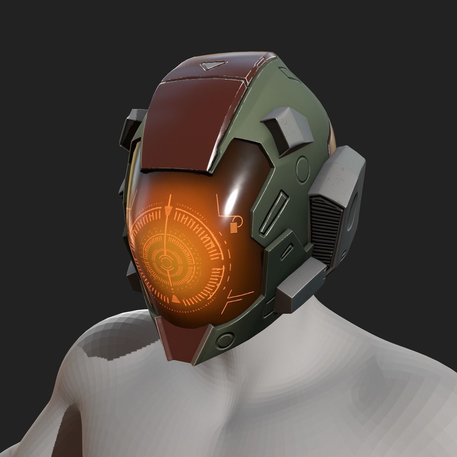 Helmet scifi military combat fantasy cyborg spac low poly  Low-poly 3D model_8