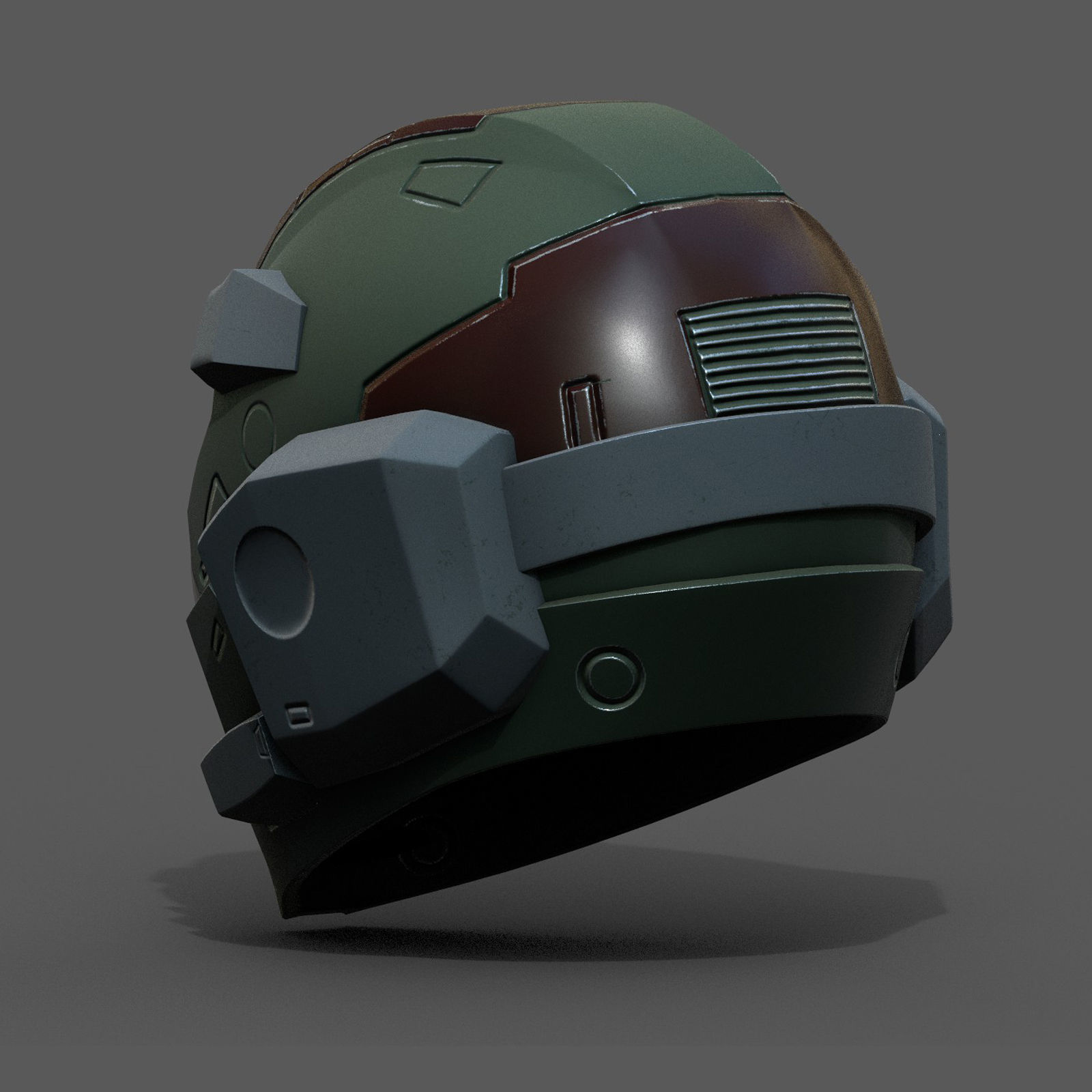 Helmet scifi military combat fantasy cyborg spac low poly  Low-poly 3D model_6
