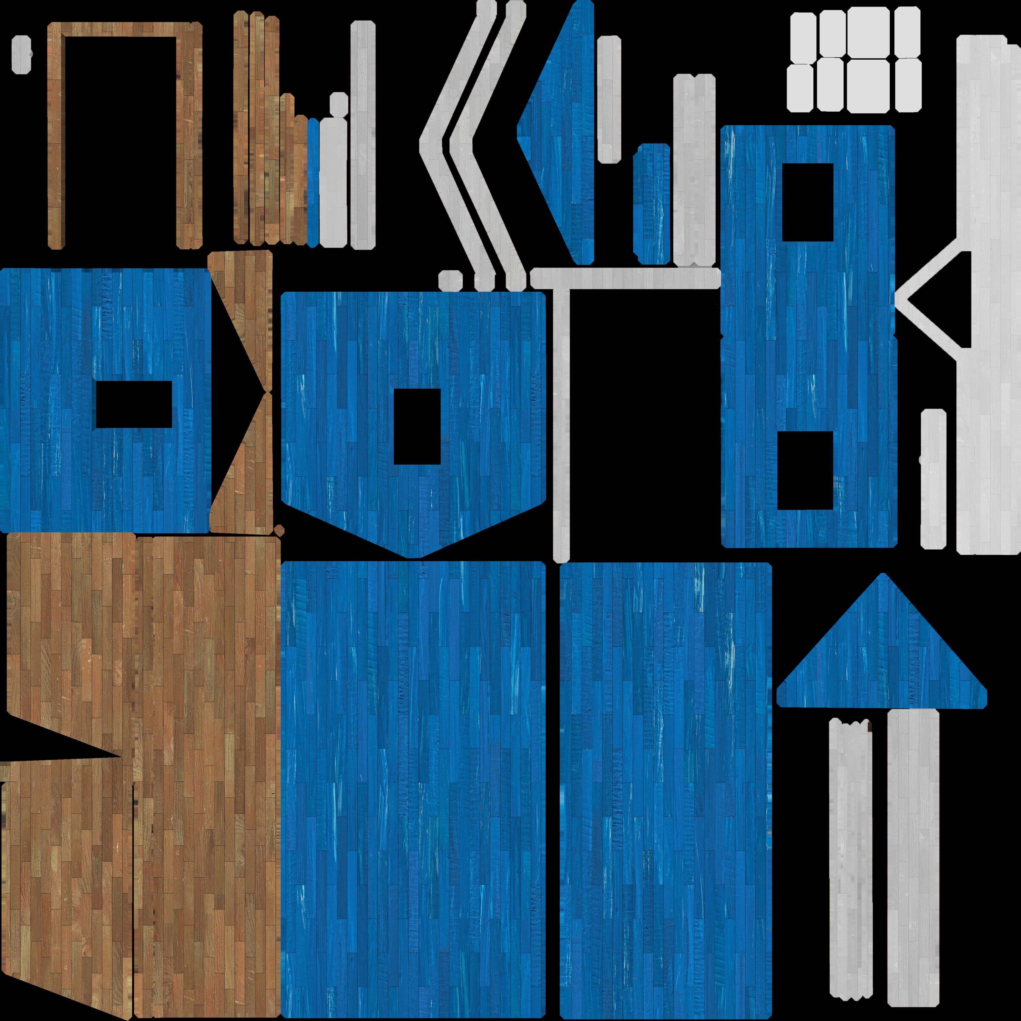 A Wooden Shed with two different materials 3D model_11