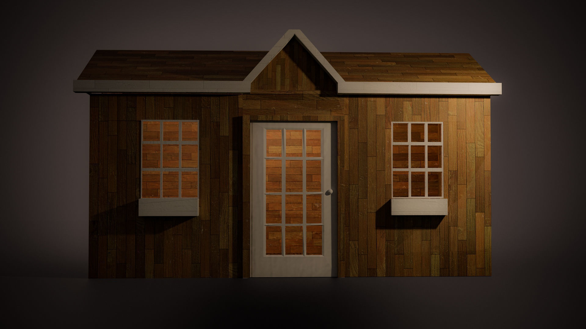 A Wooden Shed with two different materials 3D model_3
