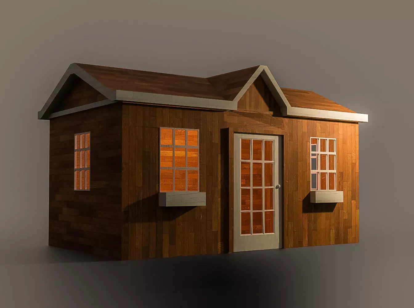 A Wooden Shed with two different materials 3D model_0