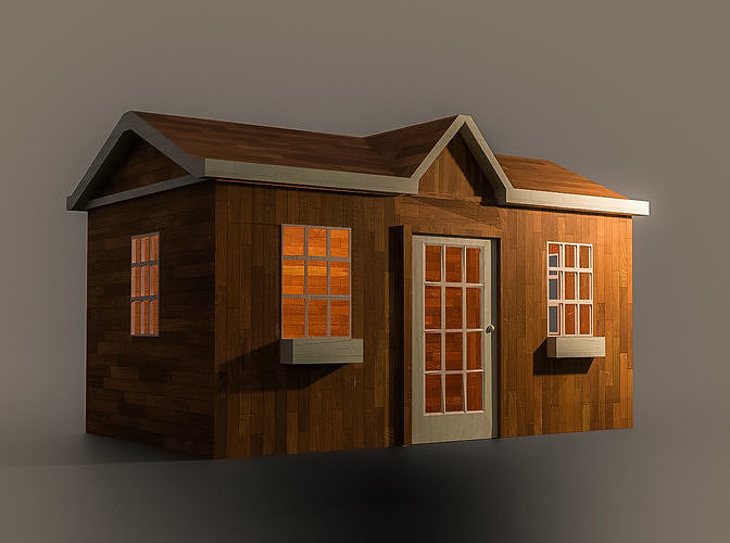 A Wooden Shed with two different materials 3D model