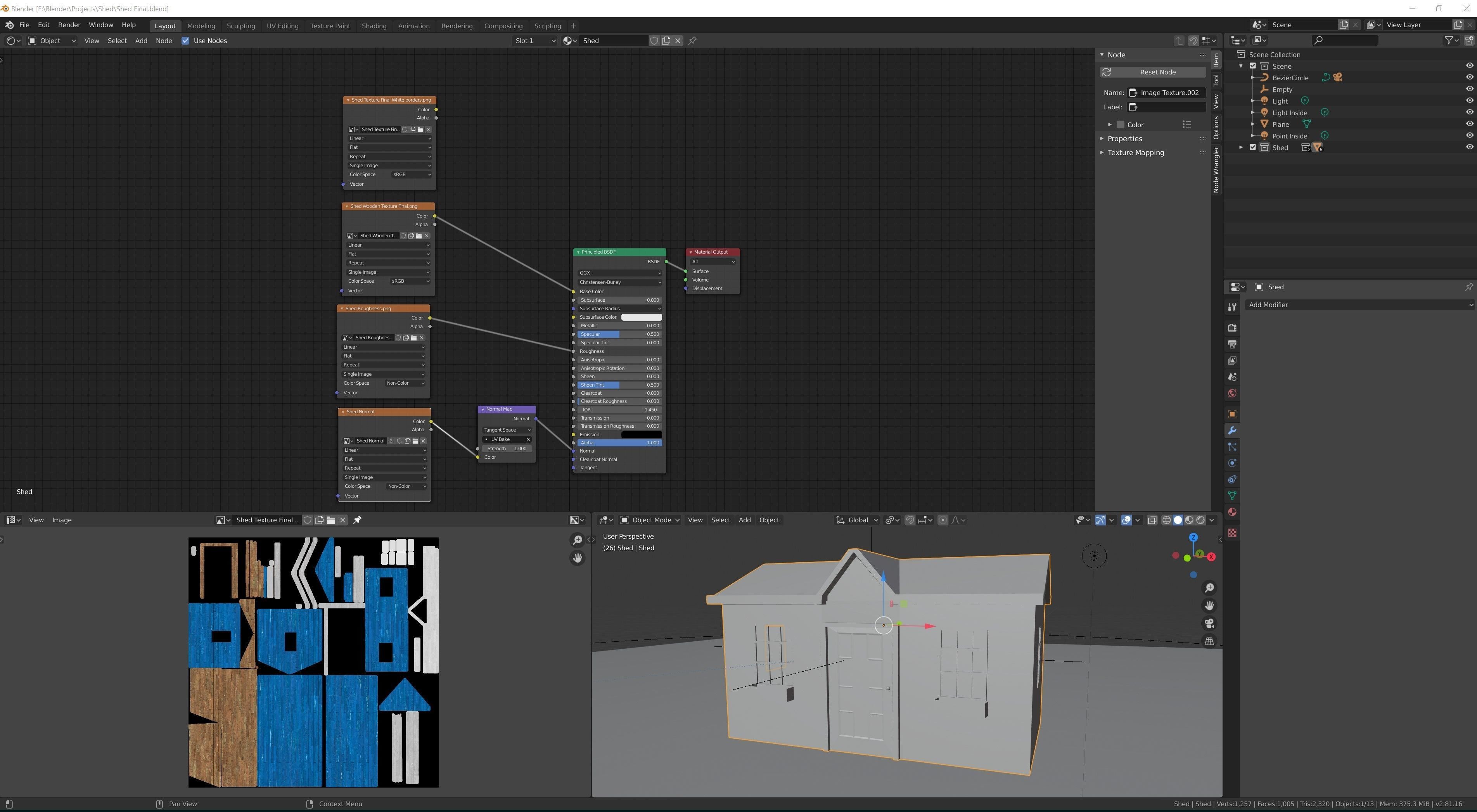 A Wooden Shed with two different materials 3D model_10