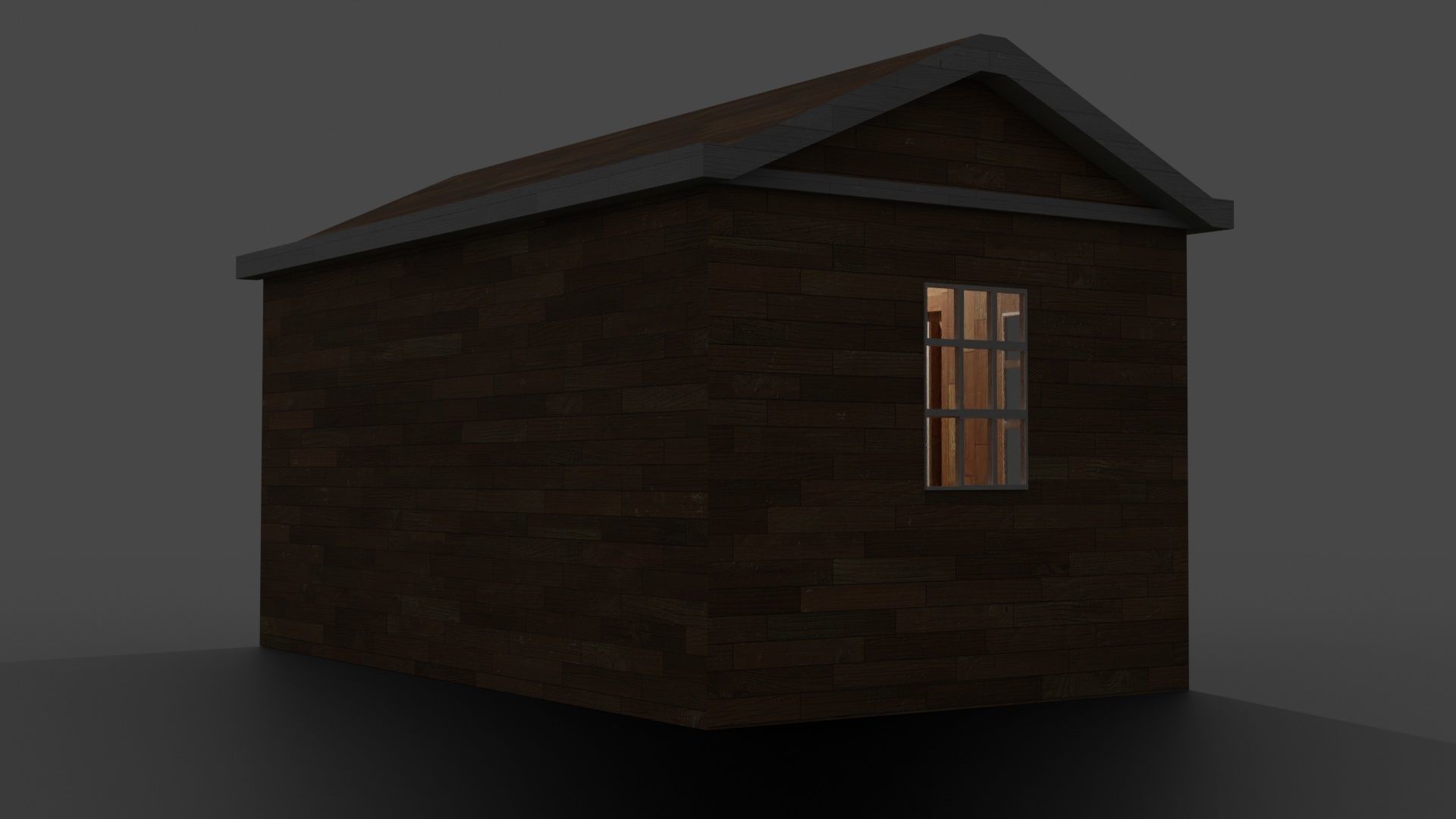 A Wooden Shed with two different materials 3D model_4