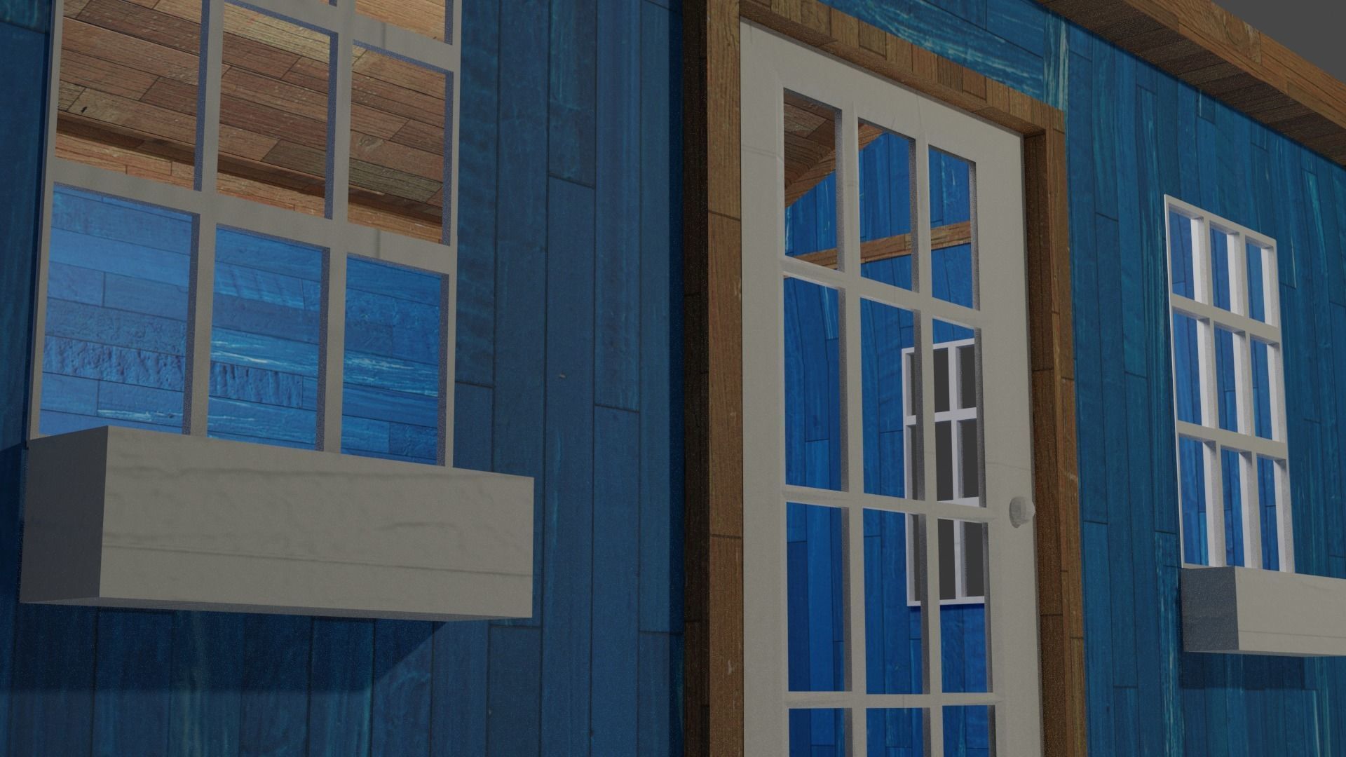 A Wooden Shed with two different materials 3D model_7