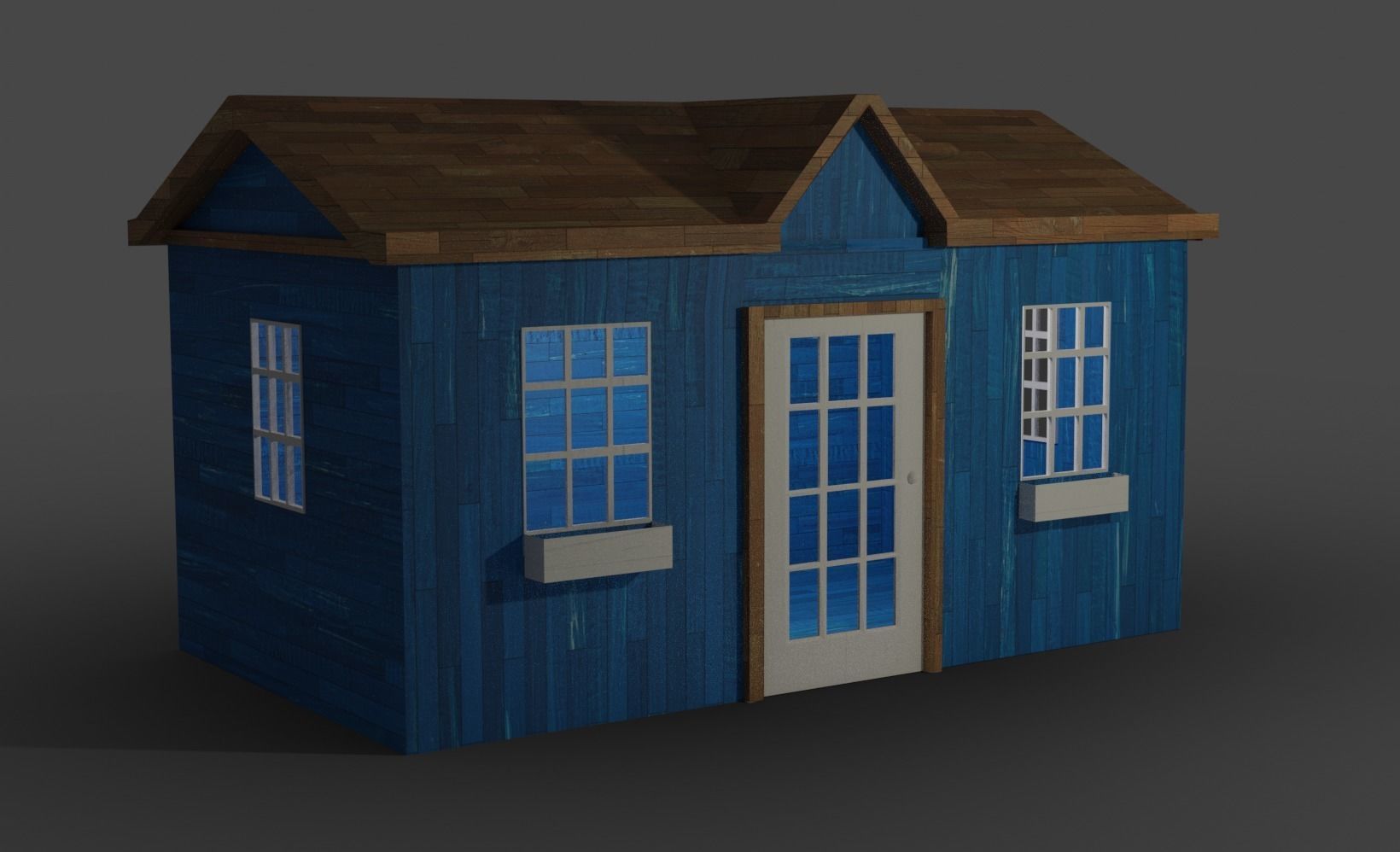 A Wooden Shed with two different materials 3D model_5