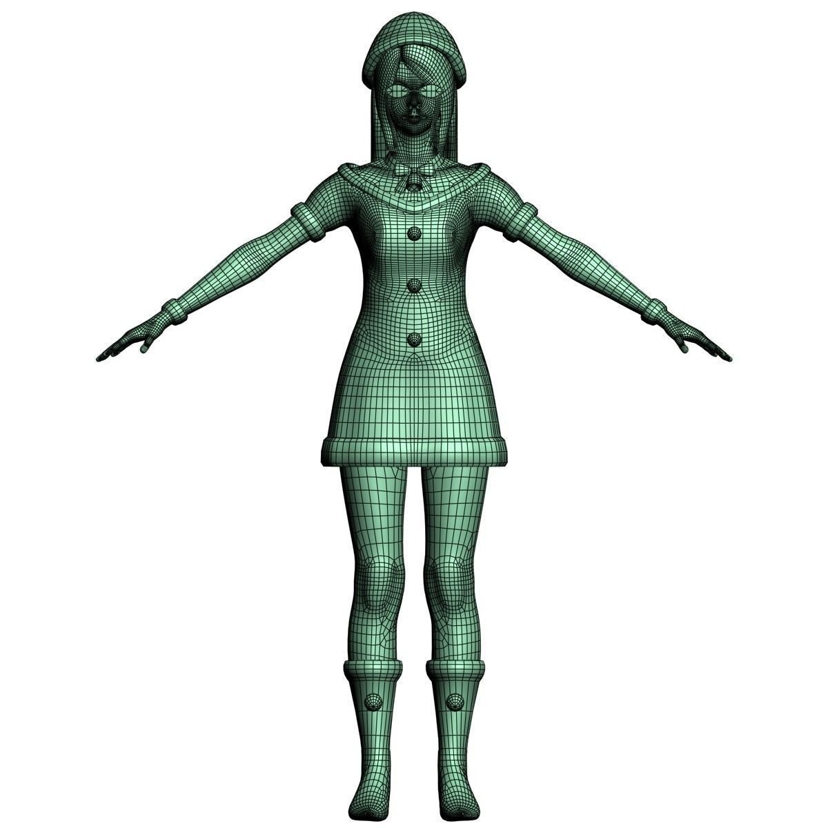  T pose nonrigged model of 4 girls with 6 Christmas outfit  3D model_25