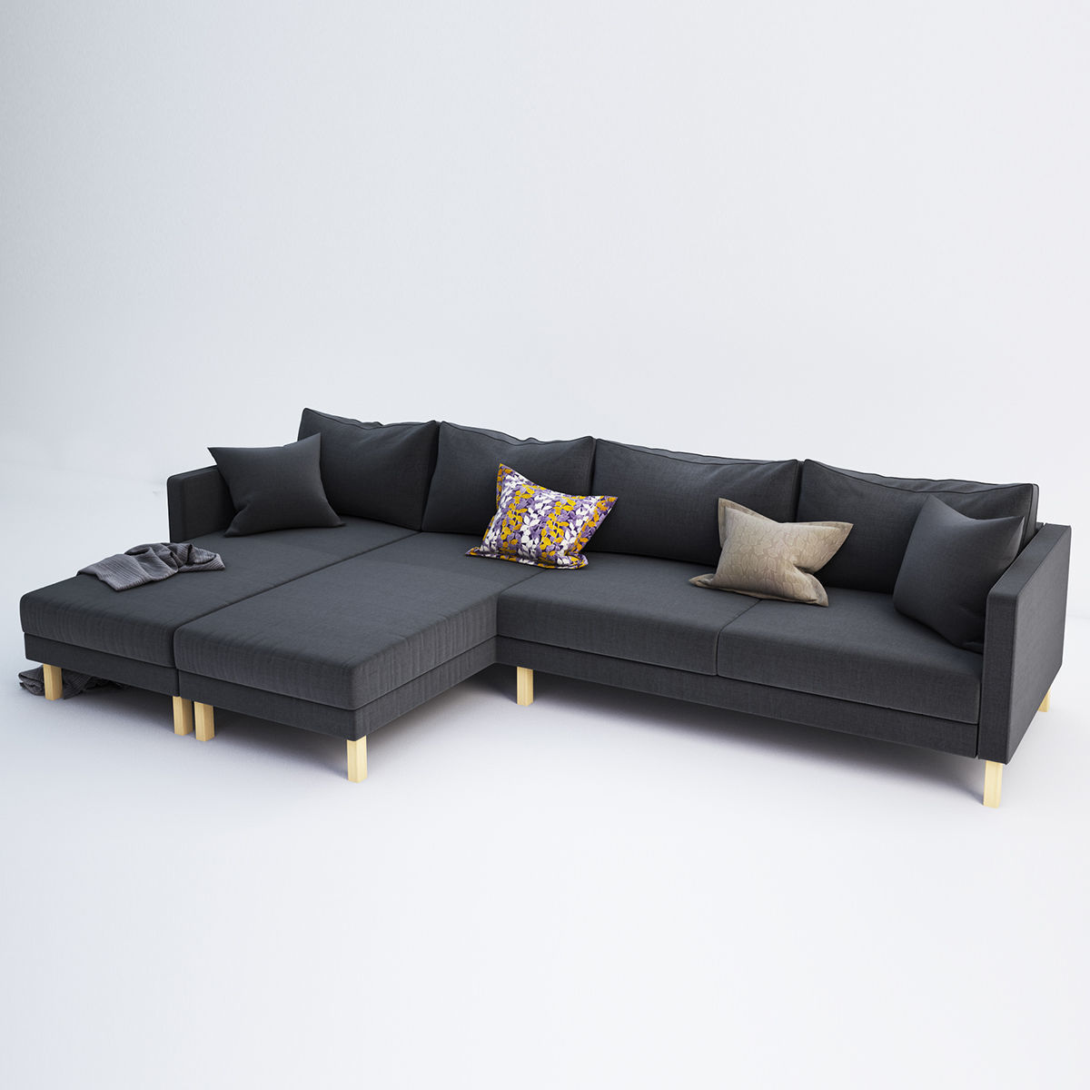 KARLSTAD 5 sectional sofa with gold legs 3D model_2