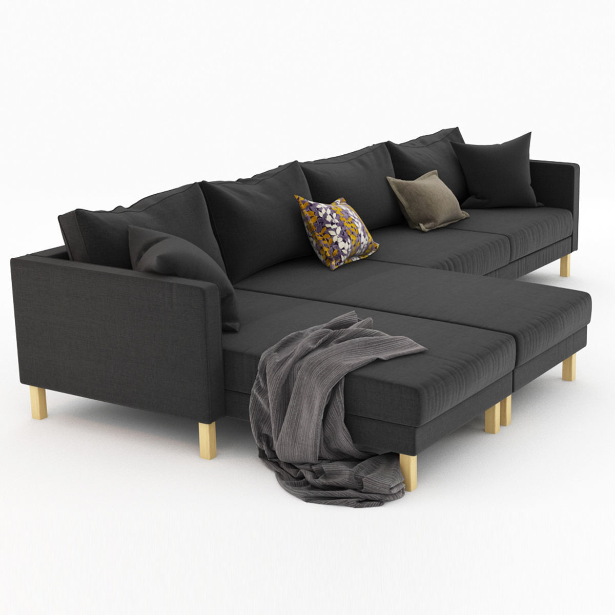 KARLSTAD 5 sectional sofa with gold legs 3D model_8
