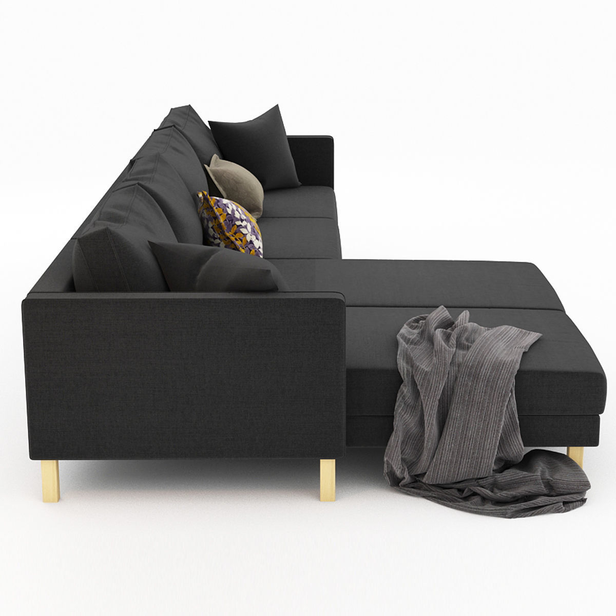 KARLSTAD 5 sectional sofa with gold legs 3D model_9