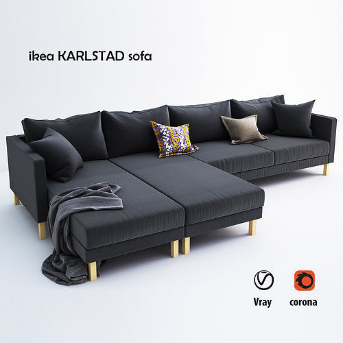 KARLSTAD 5 sectional sofa with gold legs 3D model