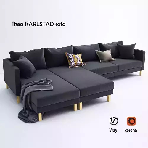 KARLSTAD 5 sectional sofa with gold legs 3D model