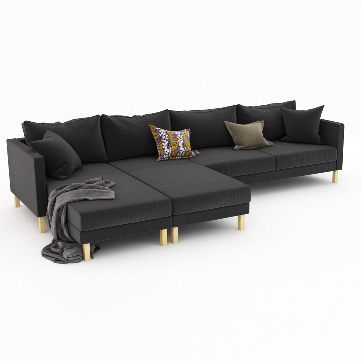 KARLSTAD 5 sectional sofa with gold legs 3D model_7