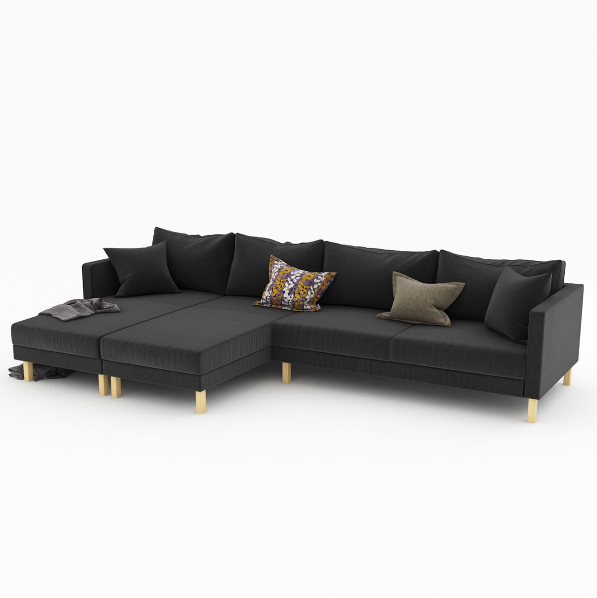 KARLSTAD 5 sectional sofa with gold legs 3D model_5