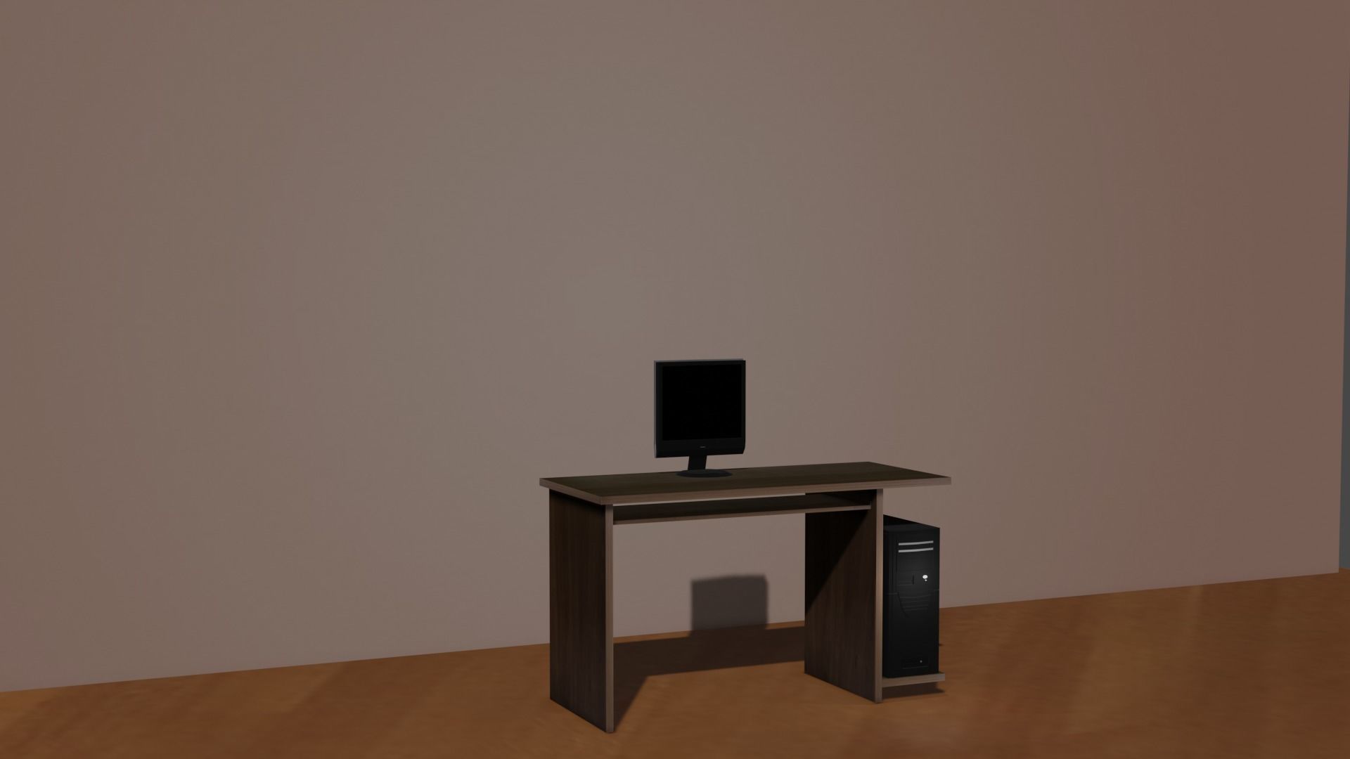 Desktop computer desk with monitor Free low-poly 3D model_3