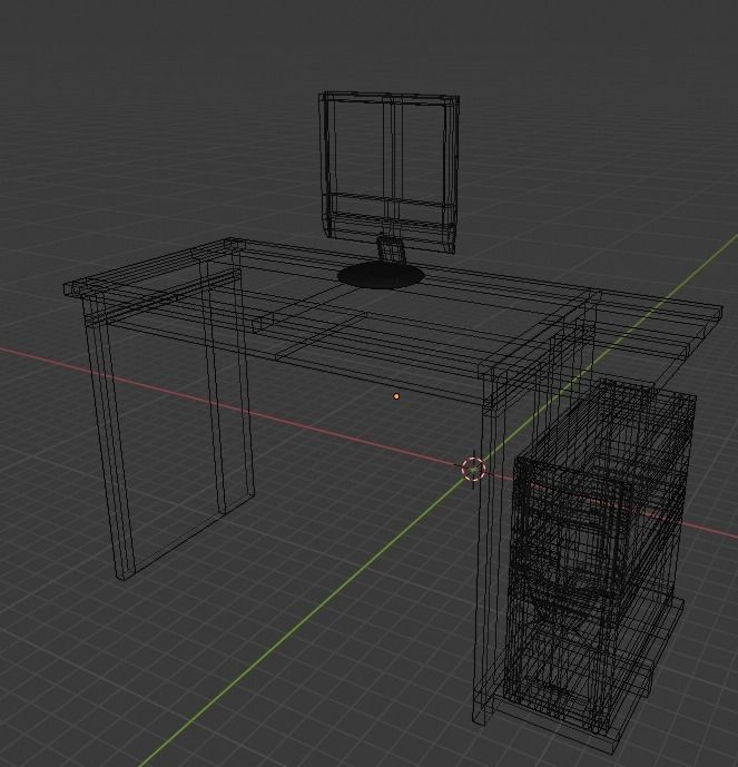 Desktop computer desk with monitor Free low-poly 3D model_8