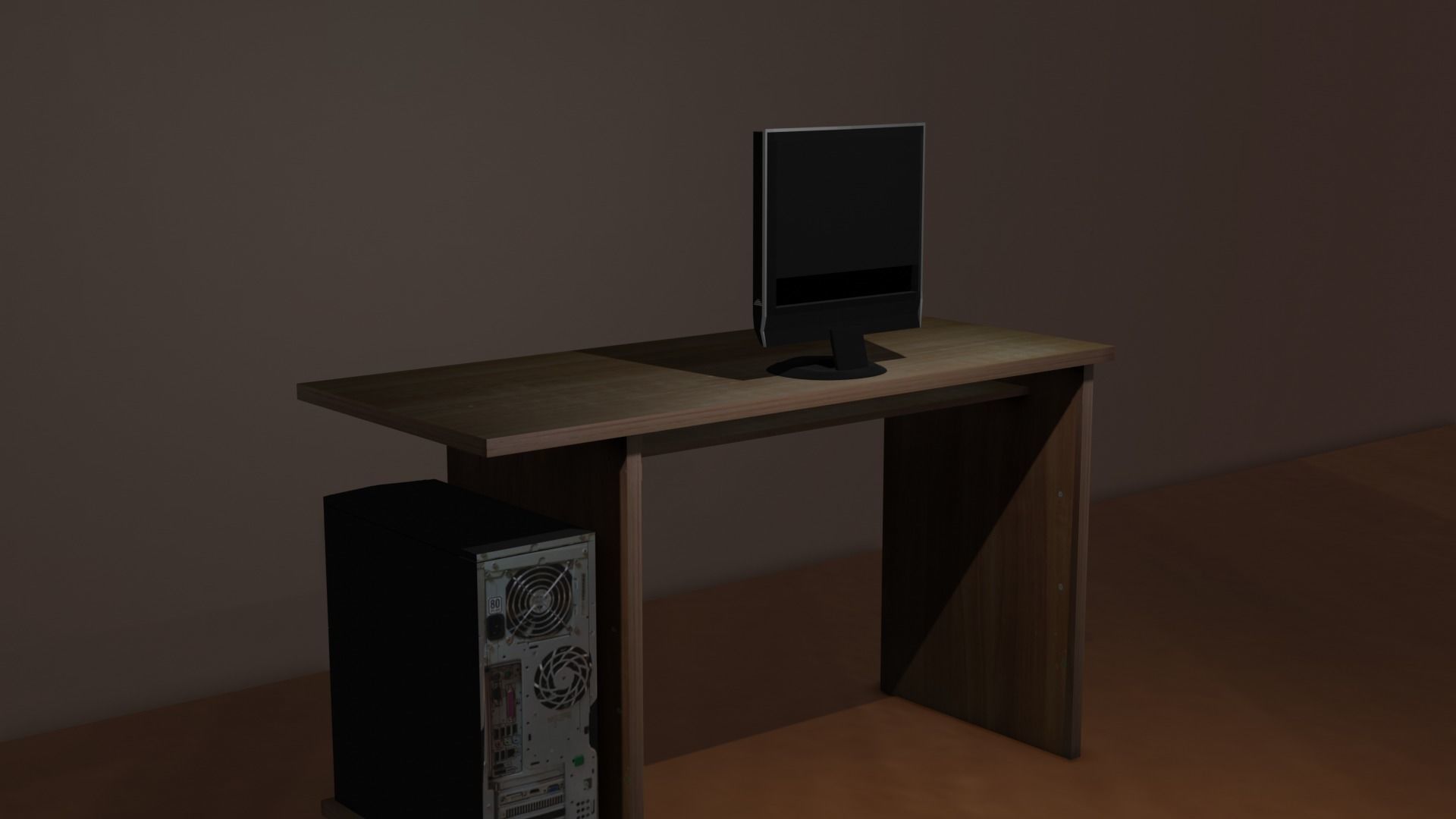 Desktop computer desk with monitor Free low-poly 3D model_6