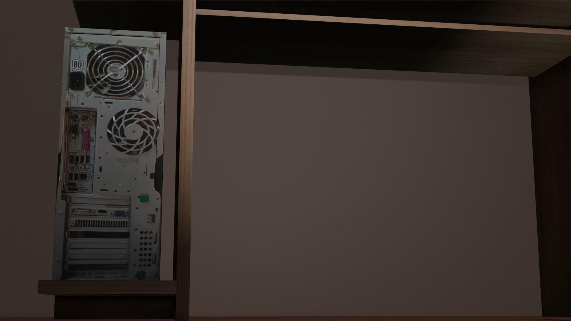 Desktop computer desk with monitor Free low-poly 3D model_7