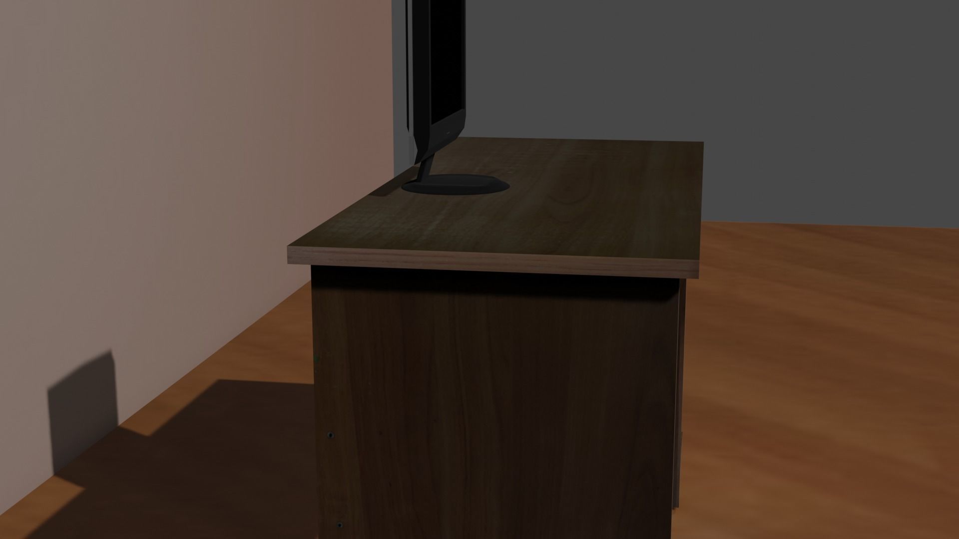 Desktop computer desk with monitor Free low-poly 3D model_4