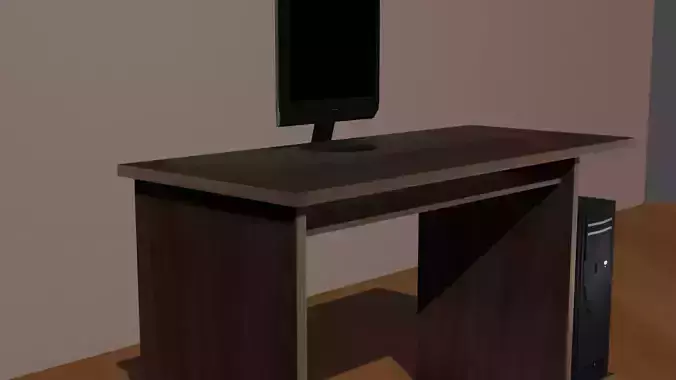 Desktop computer desk with monitor