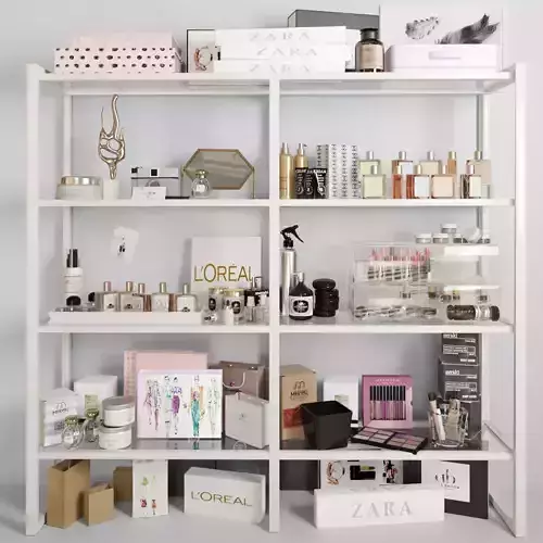 Shelving with cosmetics 3 3D model