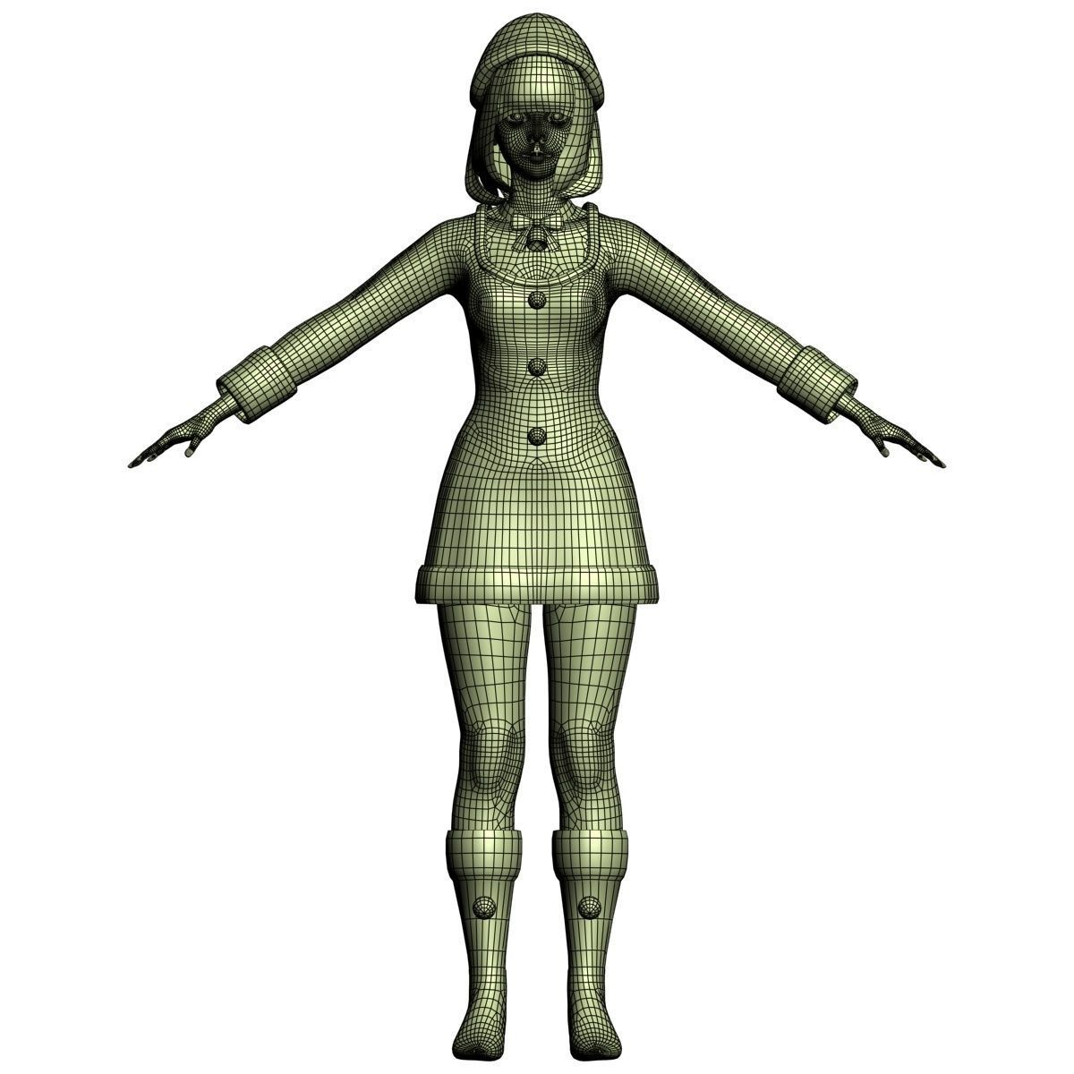 T pose rigged model of 4 girls with 6 Christmas outfit  3D model_15