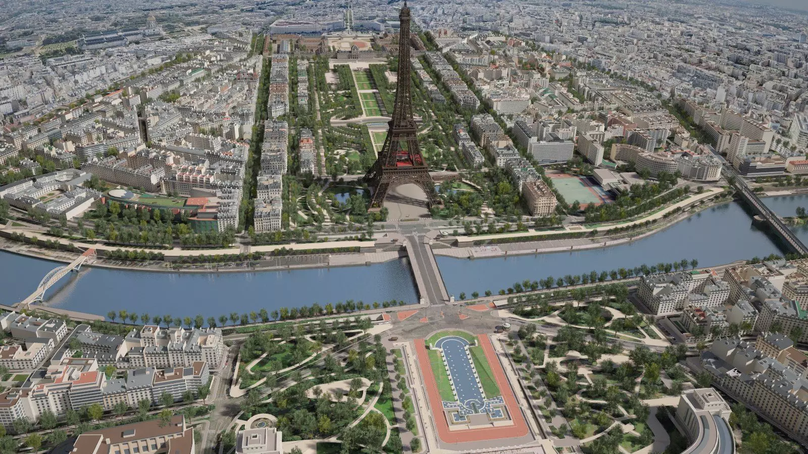 Paris City Eiffel Tower Mars Fields 3D model_0