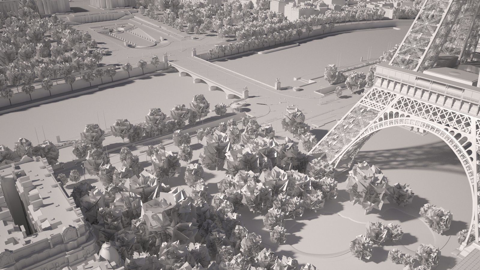 Paris City Eiffel Tower Mars Fields 3D model_19