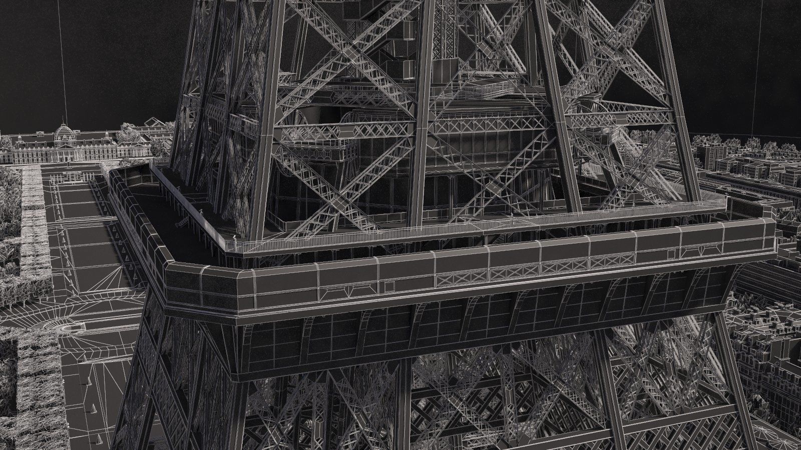 Paris City Eiffel Tower Mars Fields 3D model_25