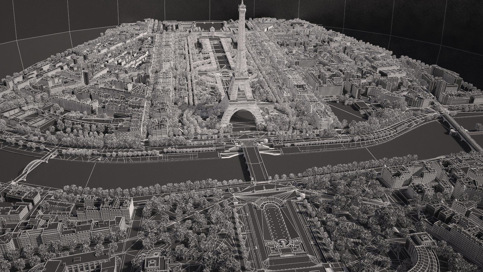 Paris City Eiffel Tower Mars Fields 3D model_22