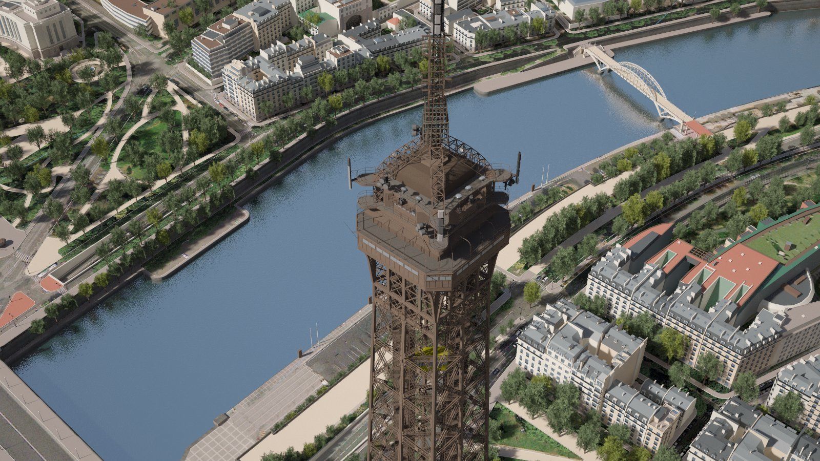 Paris City Eiffel Tower Mars Fields 3D model_10
