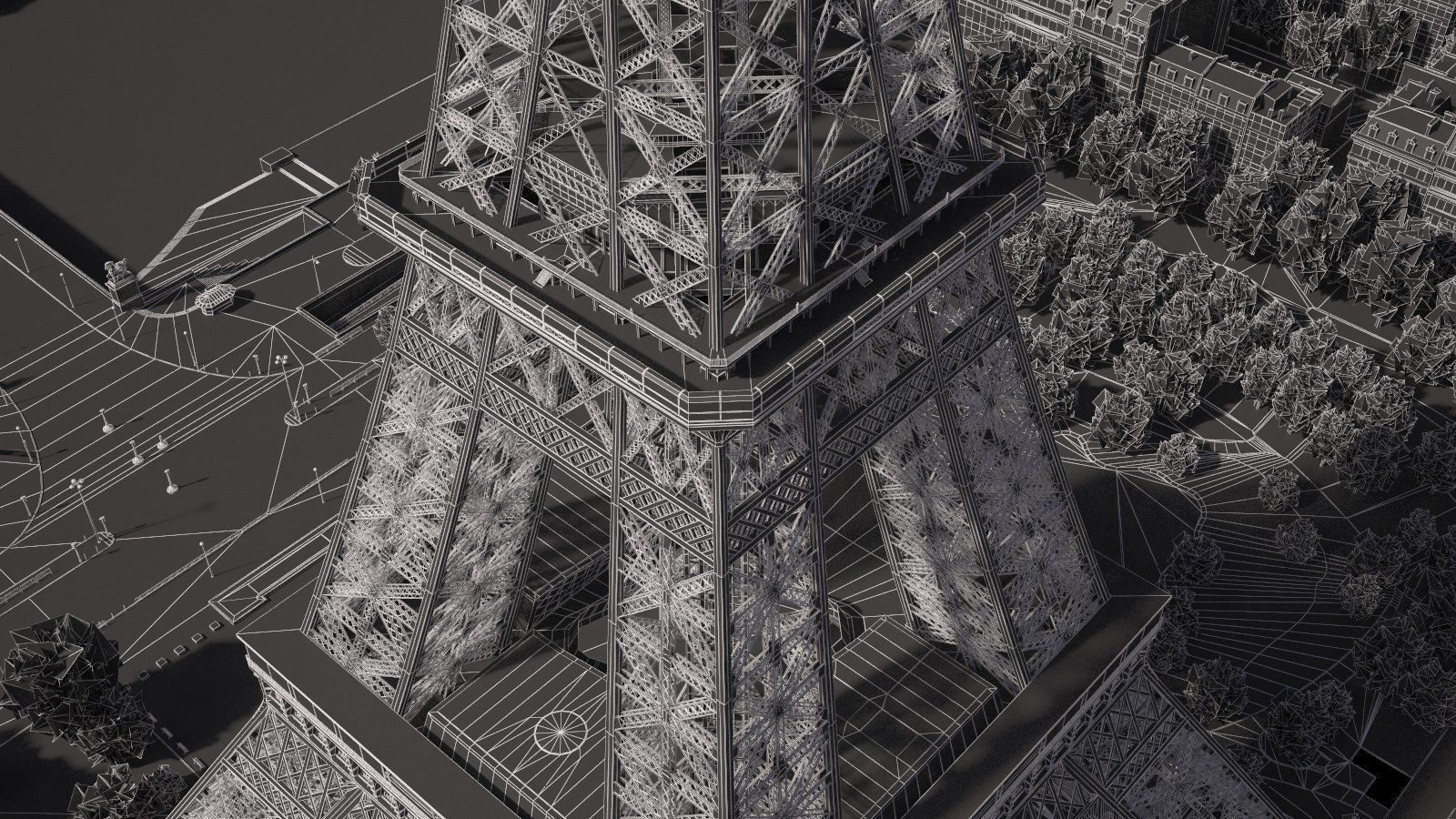 Paris City Eiffel Tower Mars Fields 3D model_24