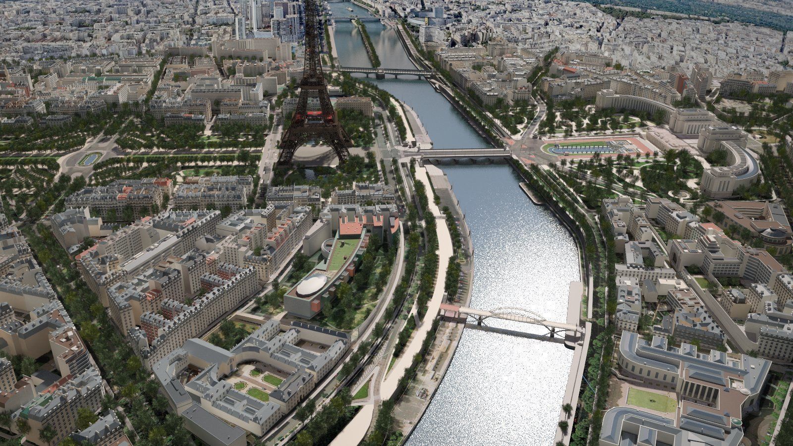 Paris City Eiffel Tower Mars Fields 3D model_1