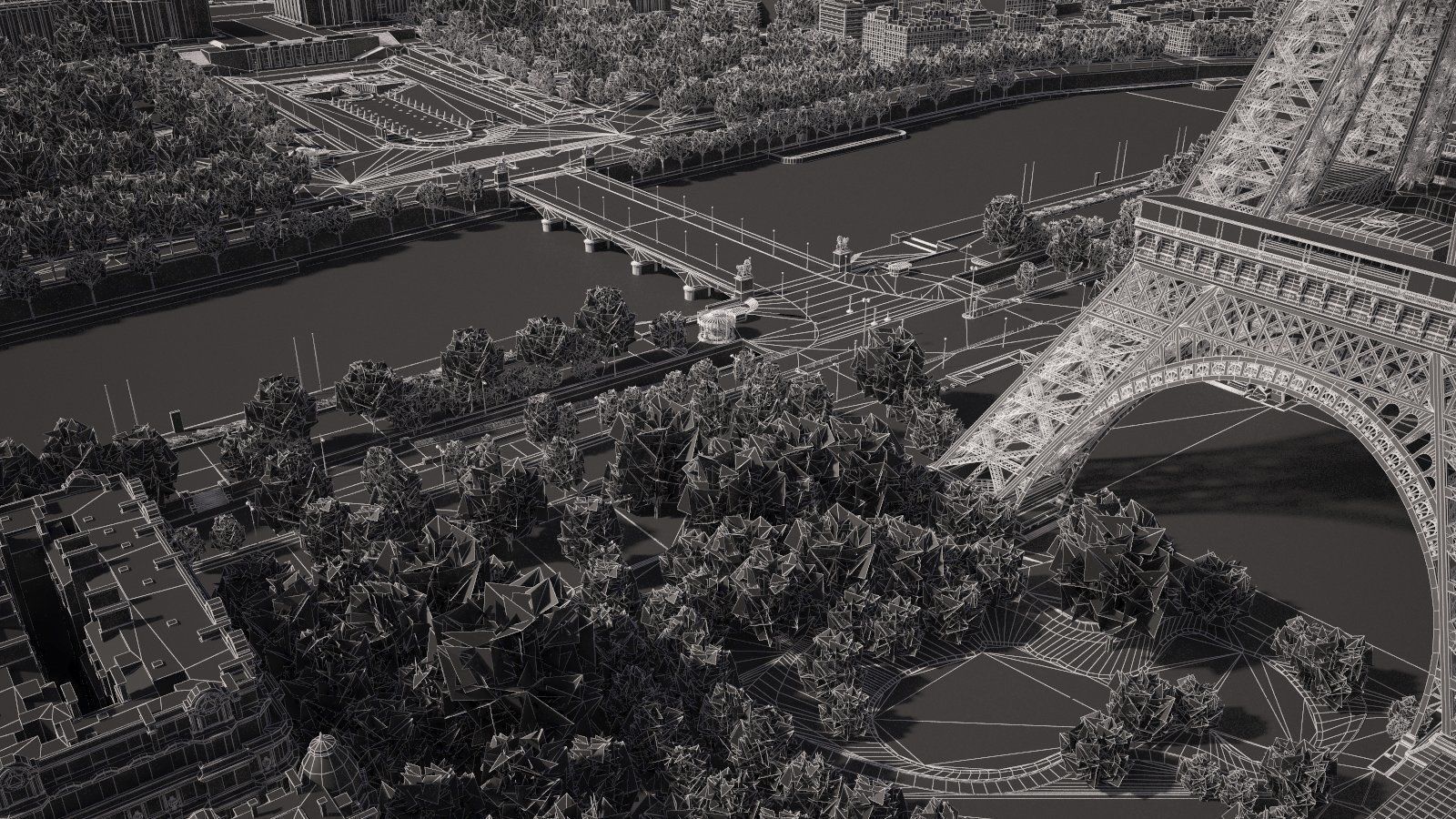 Paris City Eiffel Tower Mars Fields 3D model_23