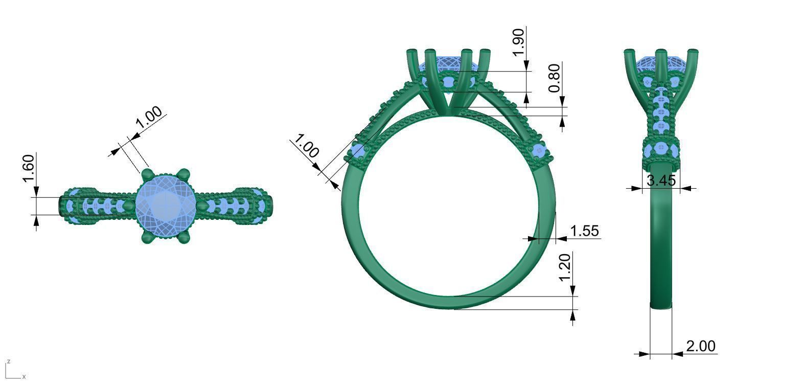 Engagement ring N2 3D print model_13