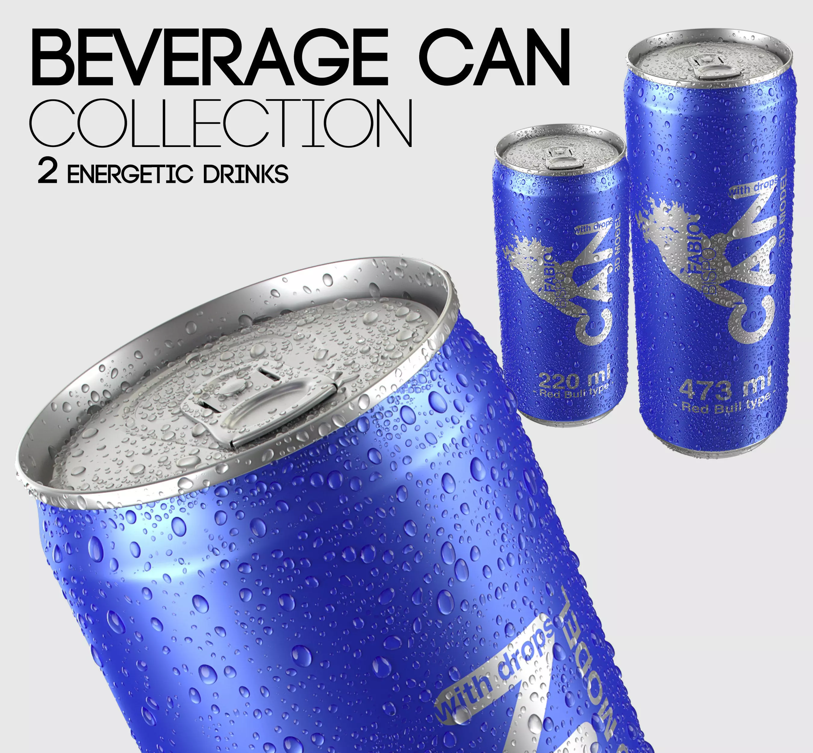 Energetic Beverage Can Collection - 2 Sizes 3D model