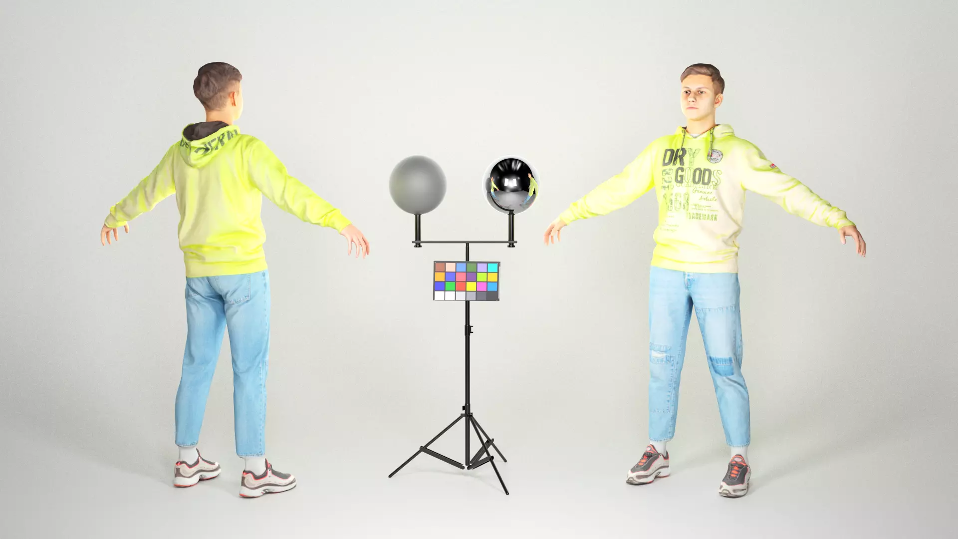 Young man in bright hoodie ready for rigging 52  Low-poly 3D model_0