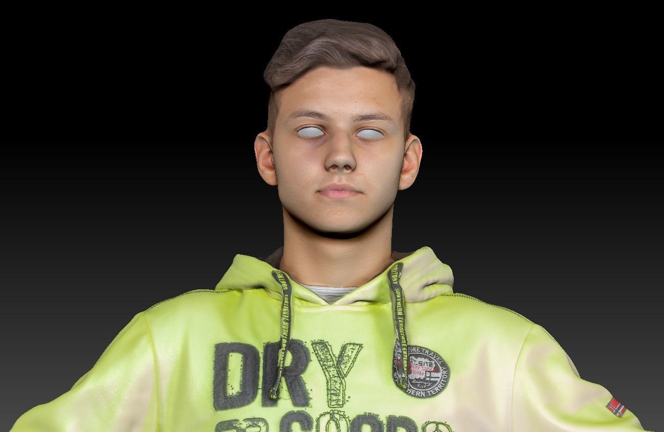 Young man in bright hoodie ready for rigging 52  Low-poly 3D model_5