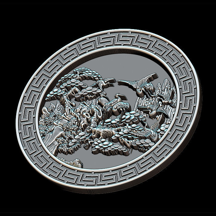 Mural birds carving file stl STL Reliefs for CNC machines  3D print model_14